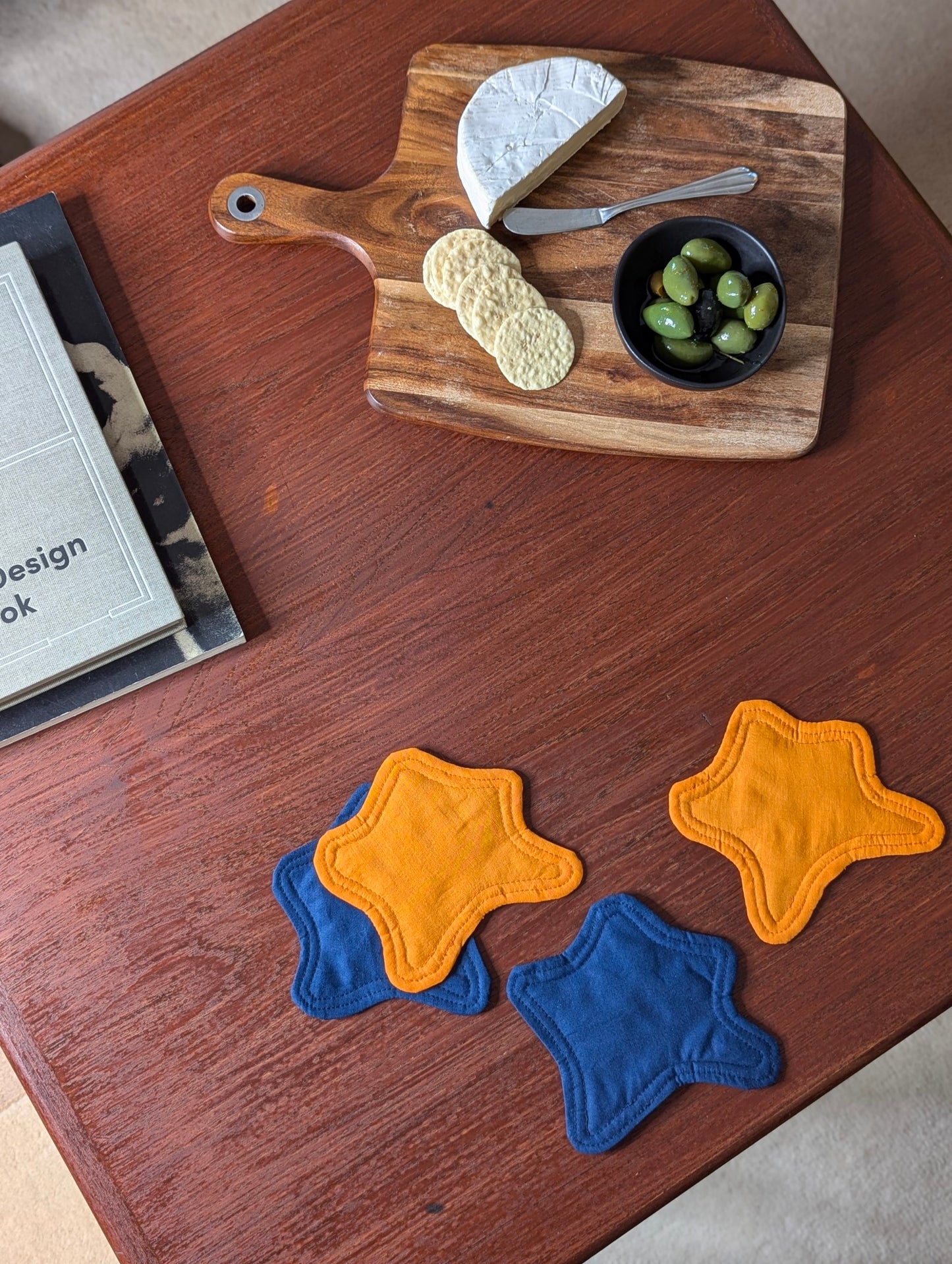 Dessous de verre Bouba en orange et bleu