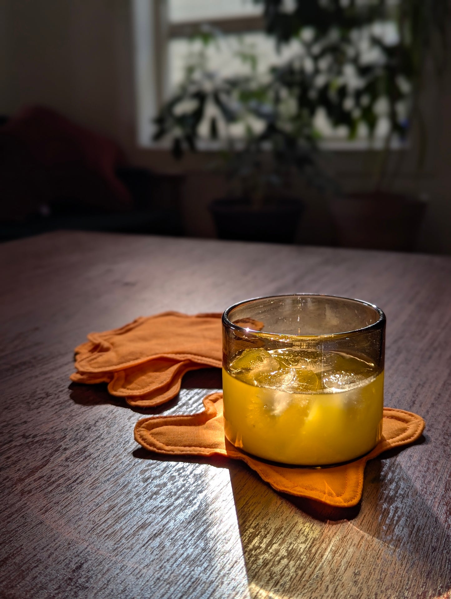 Dessous de verre Bouba en orange et bleu