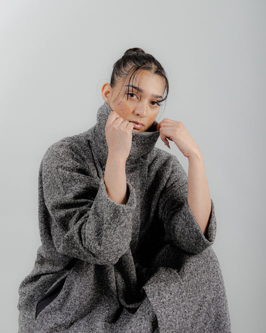 Mira Coat In Grey Cotton