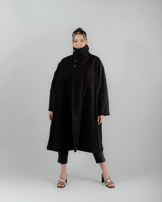 Mira Coat In Black Cotton