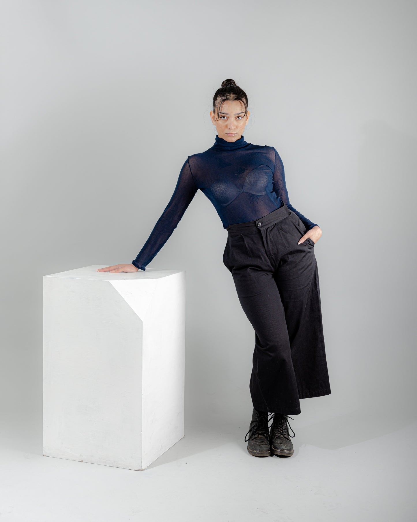Evadne Trousers in Black Cotton Twill