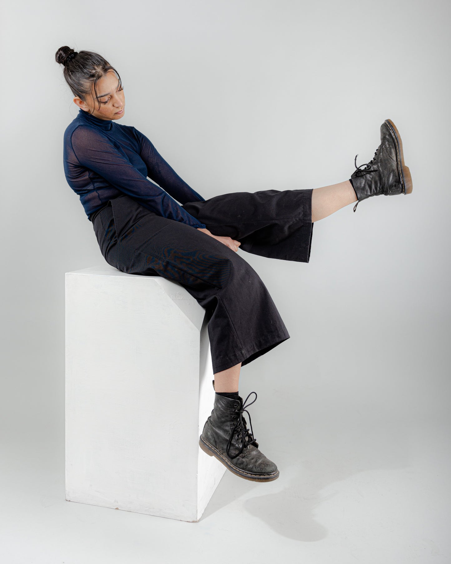 Evadne Trousers in Black Cotton Twill