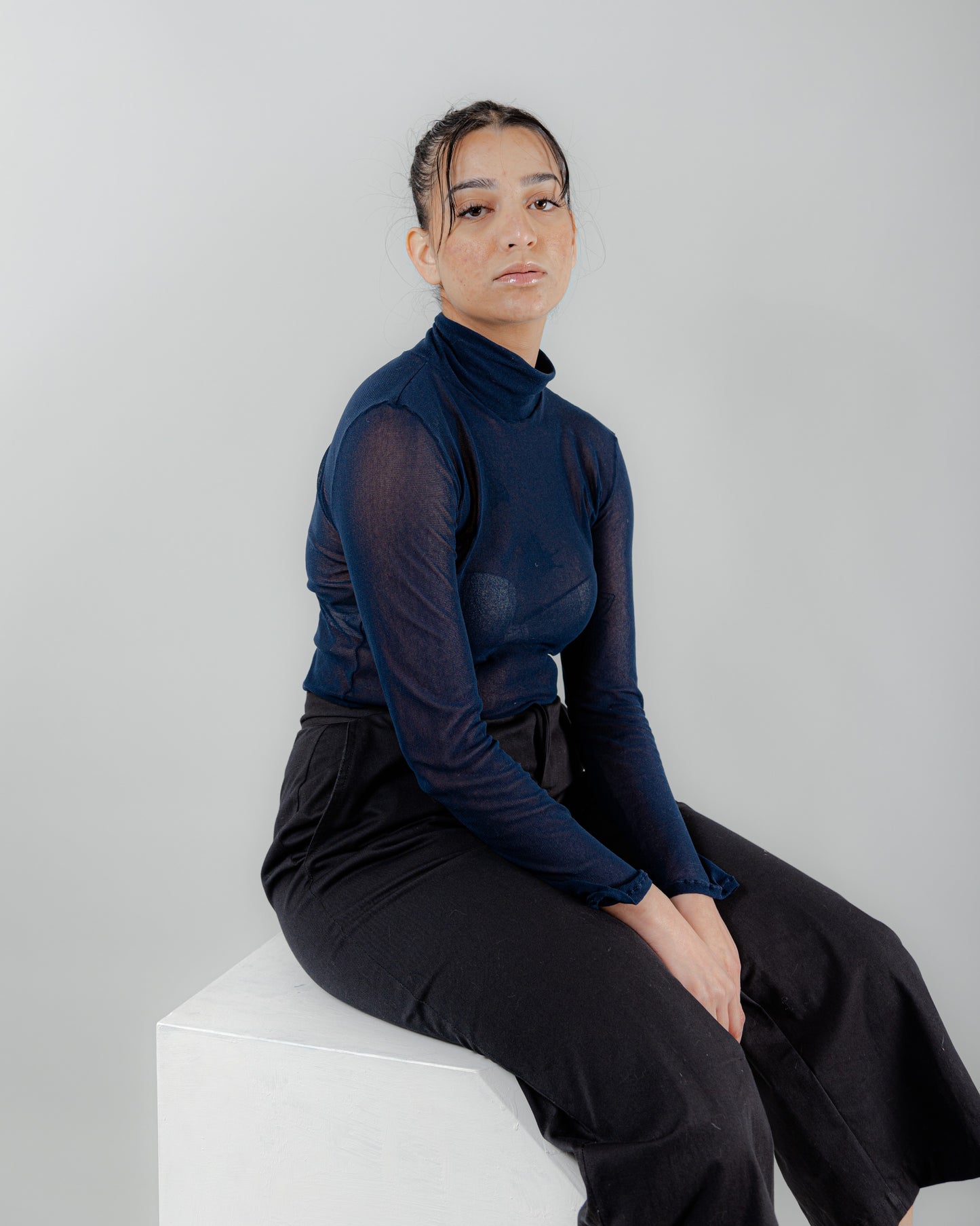 Evadne Trousers in Black Cotton Twill
