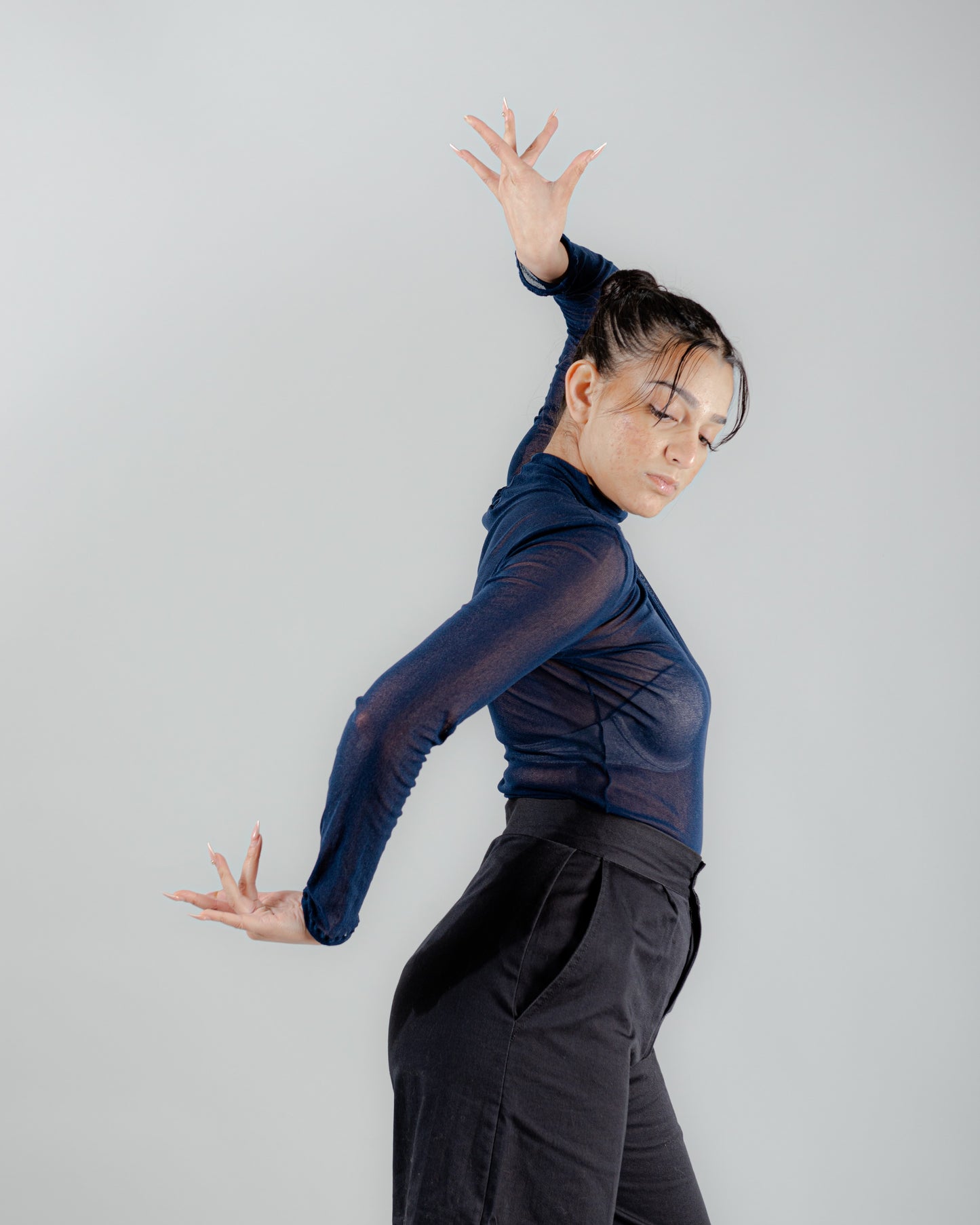 Body Modesta en malla azul