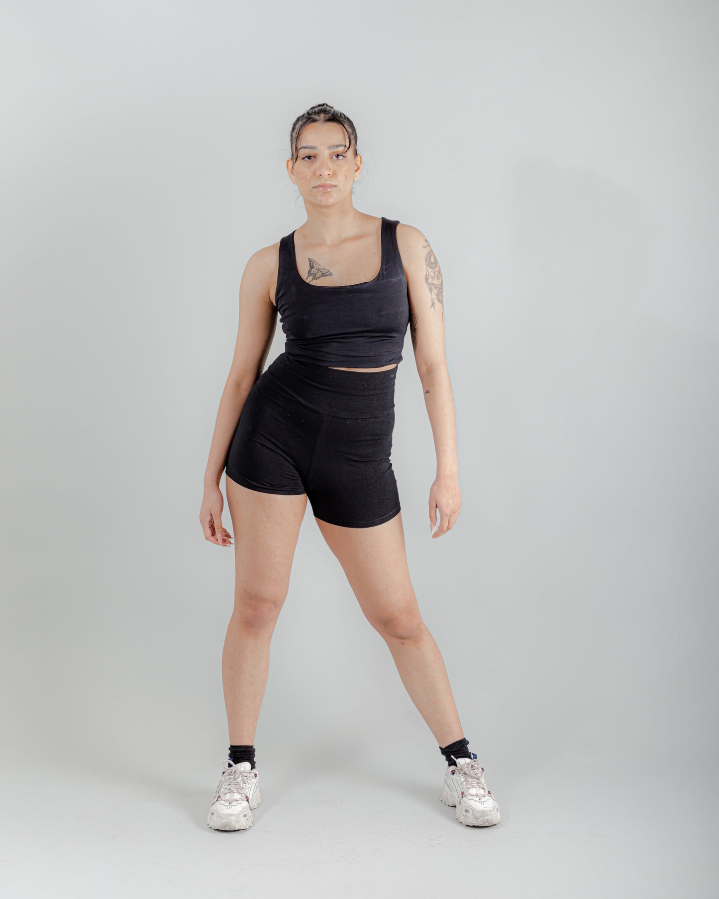 Shorts Fiora en punto de algodón negro