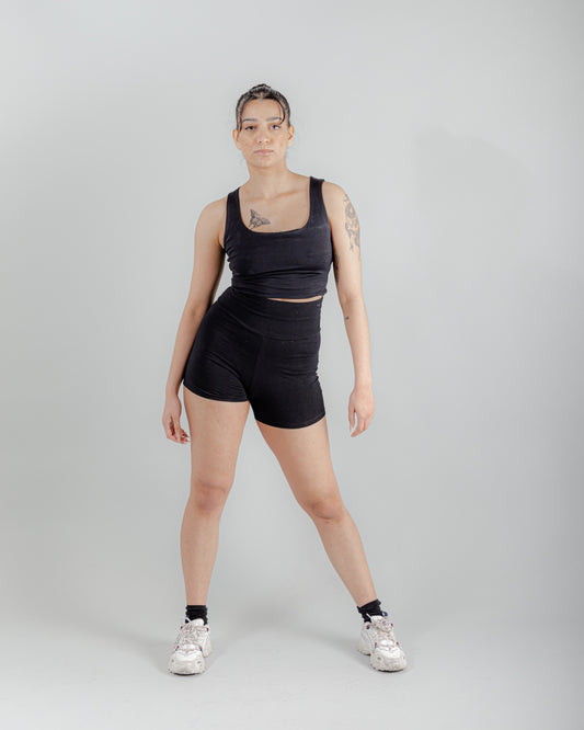 Shorts Fiora en punto de algodón negro