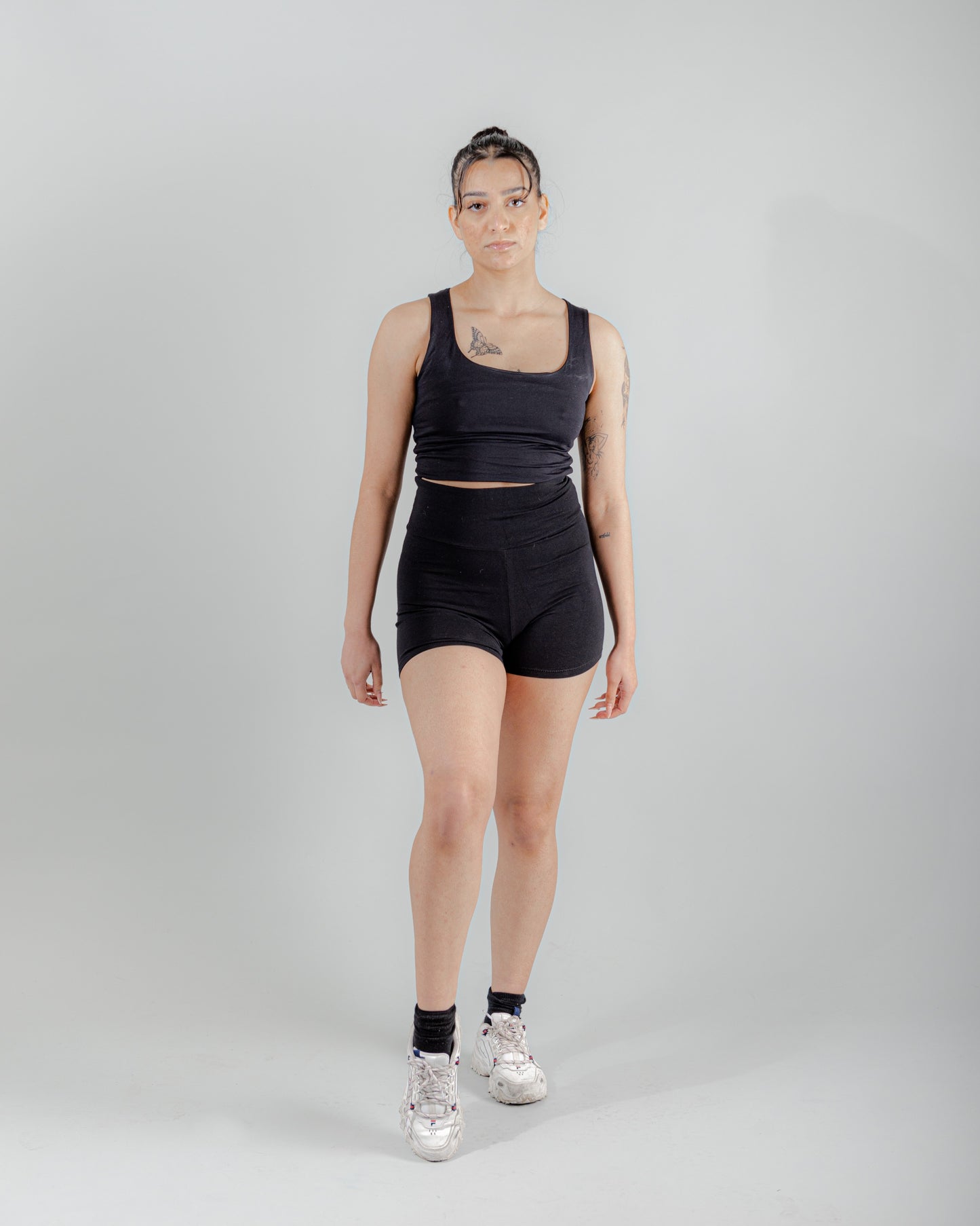 Shorts Fiora en punto de algodón negro