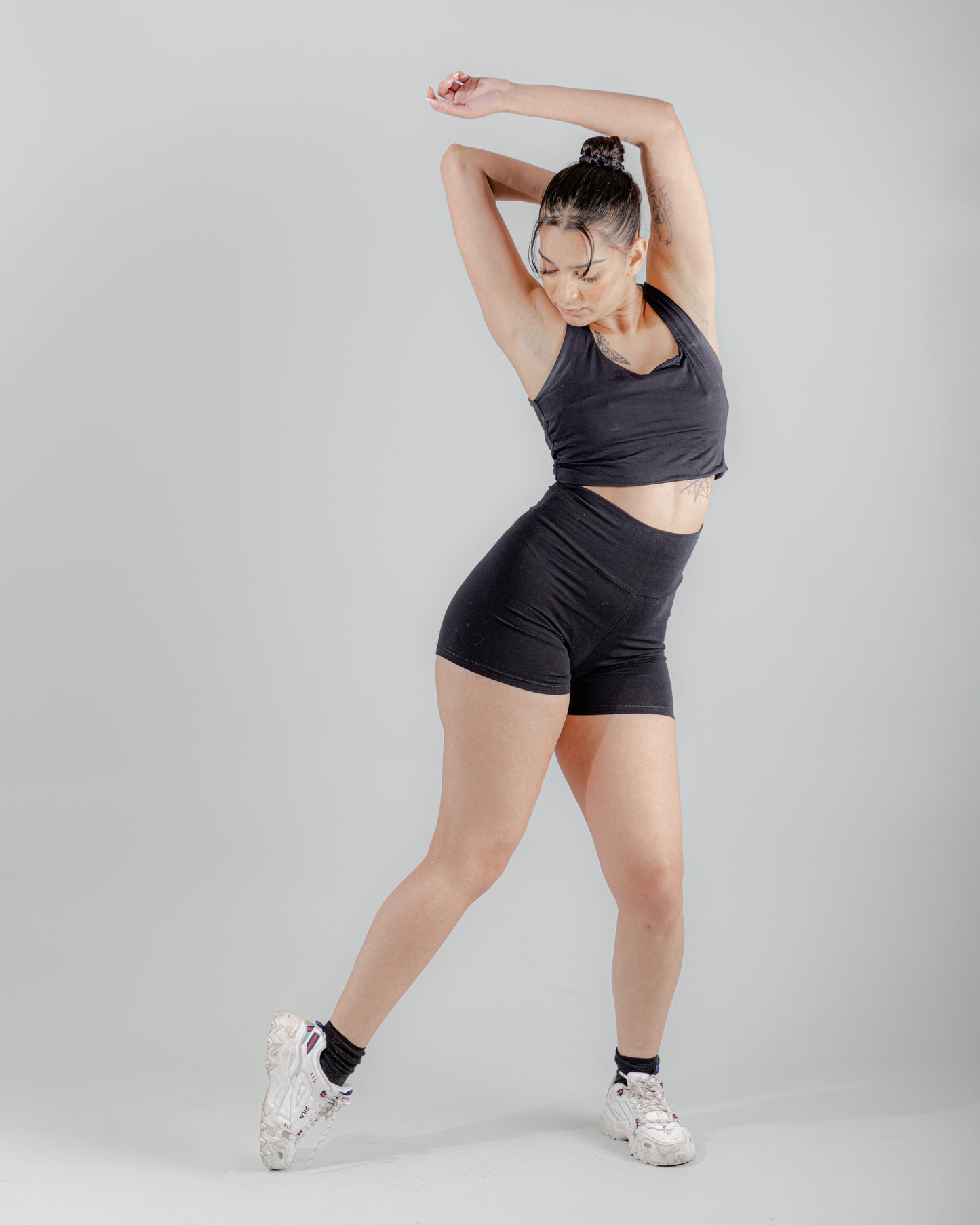 Shorts Fiora en punto de algodón negro