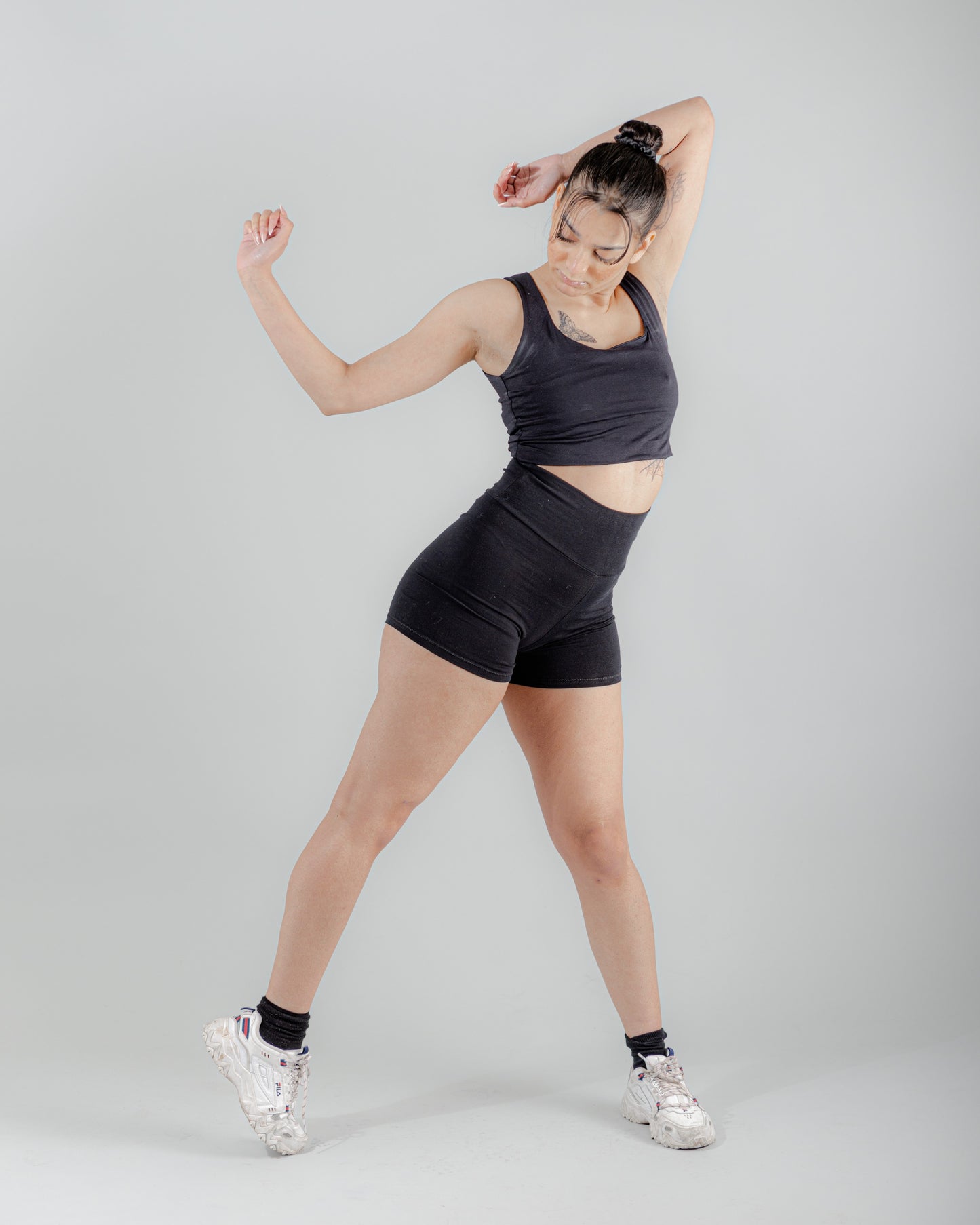 Shorts Fiora en punto de algodón negro